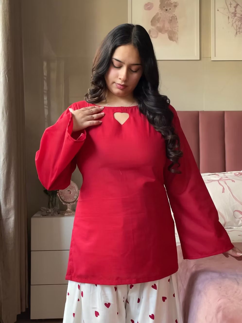 Red Heart 2pc kurti