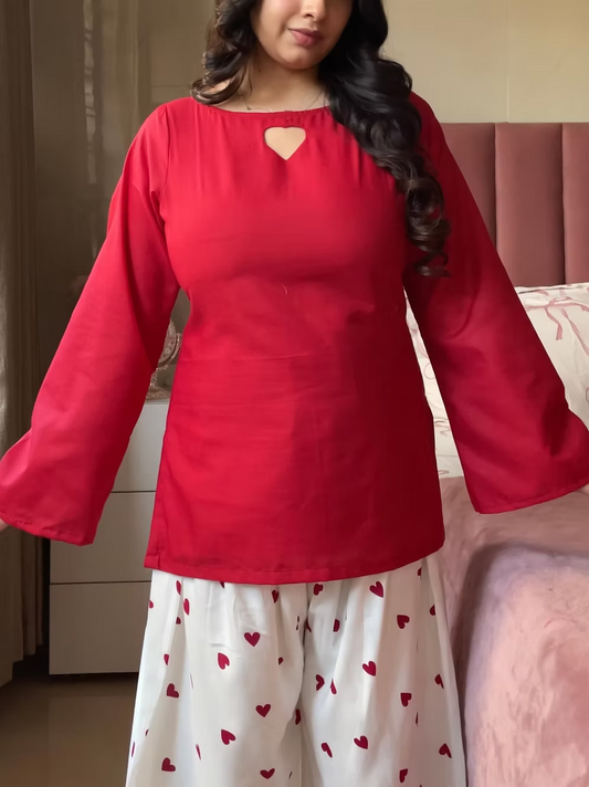 Red Heart 2pc kurti