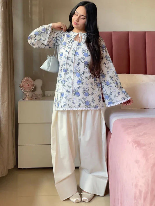 2PC- Blue Floral co-ord-set