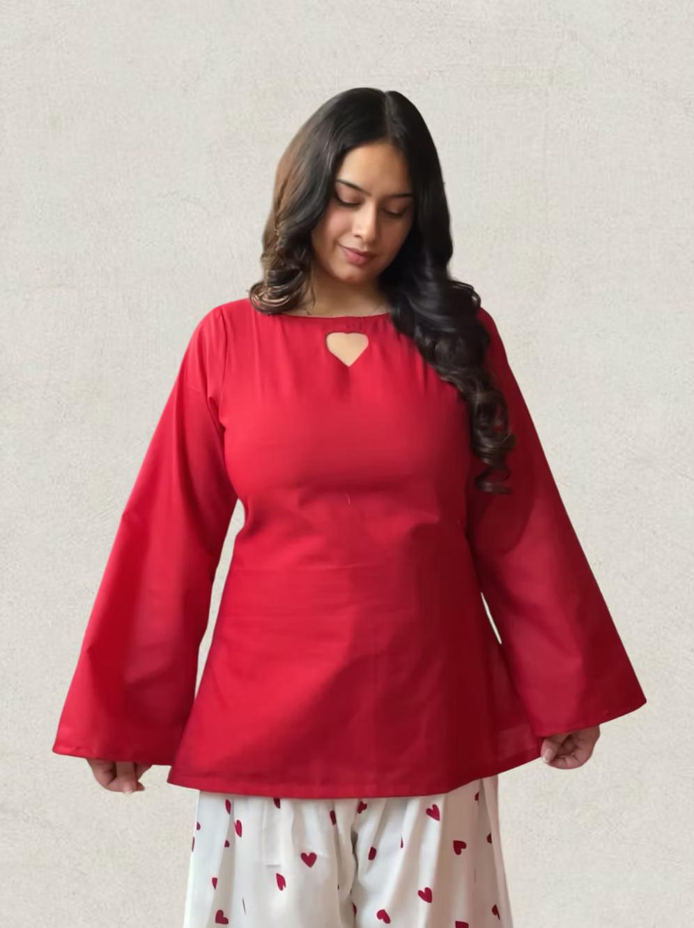 Red Heart 2pc kurti