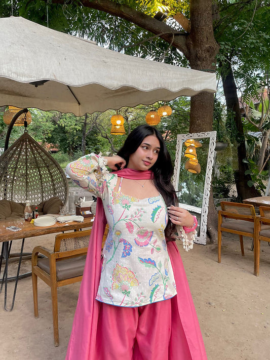 2PC- Pink Farshi shalwar co-ord-set