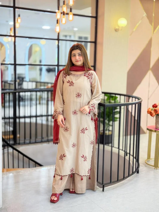 DilAfroze Embroidered 3pc