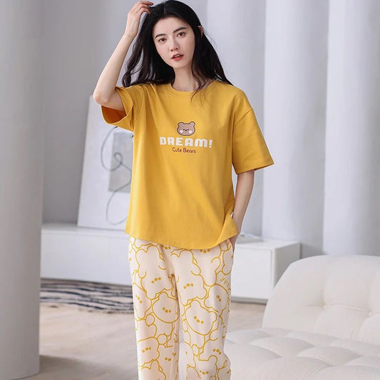 Honey Bear Soft Cotton Night Suite
