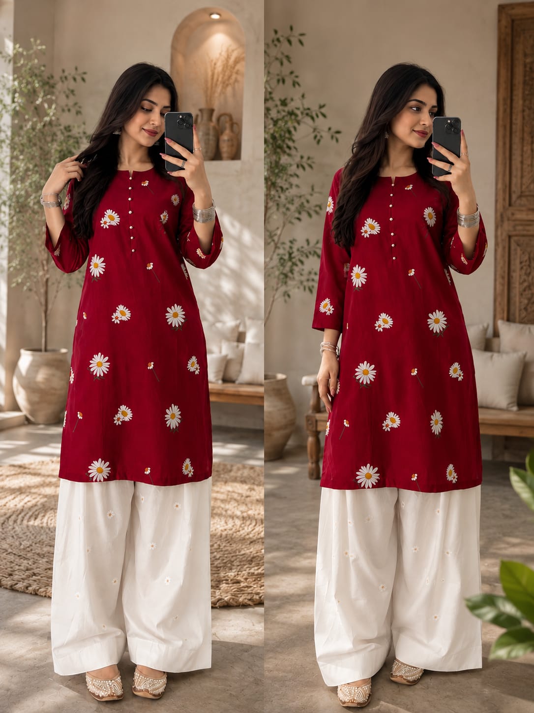 Blush Blossom 2 PC` Mehroon