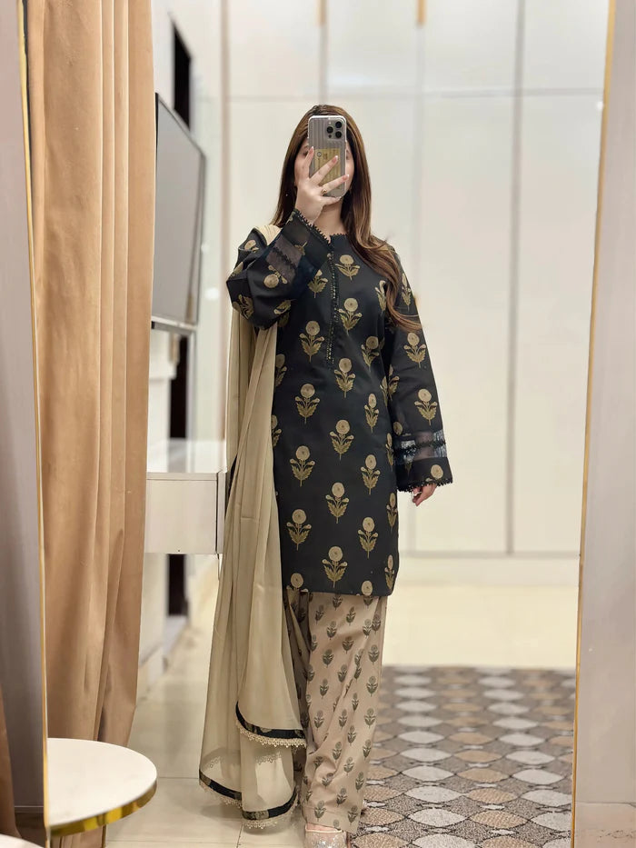 Lawn Printed Dress With farshi Shalwar