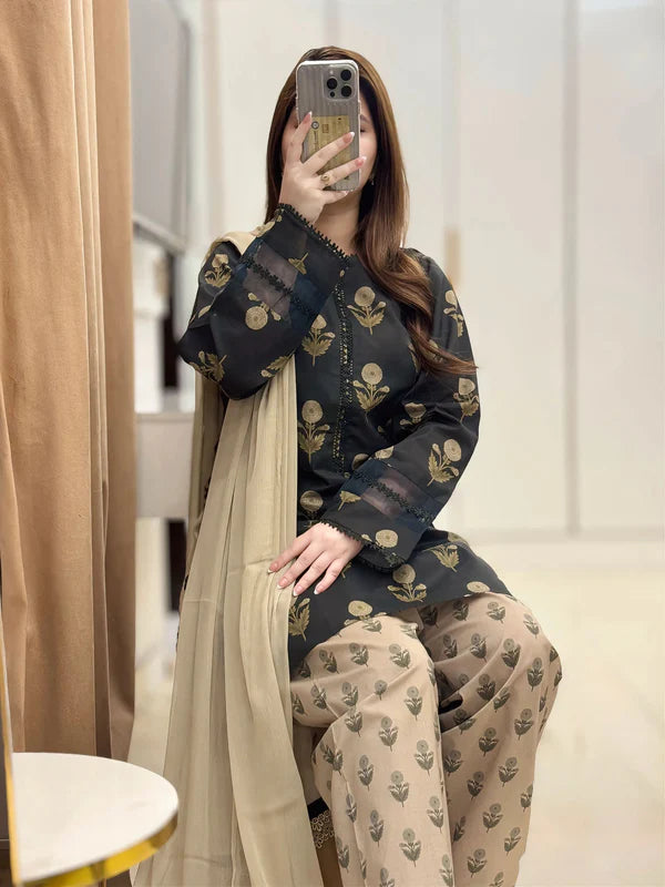 Lawn Printed Dress With farshi Shalwar