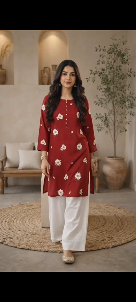 Blush Blossom 2 PC` Mehroon