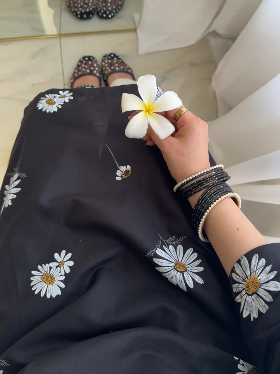 Blush Blossom 2 PC` Black