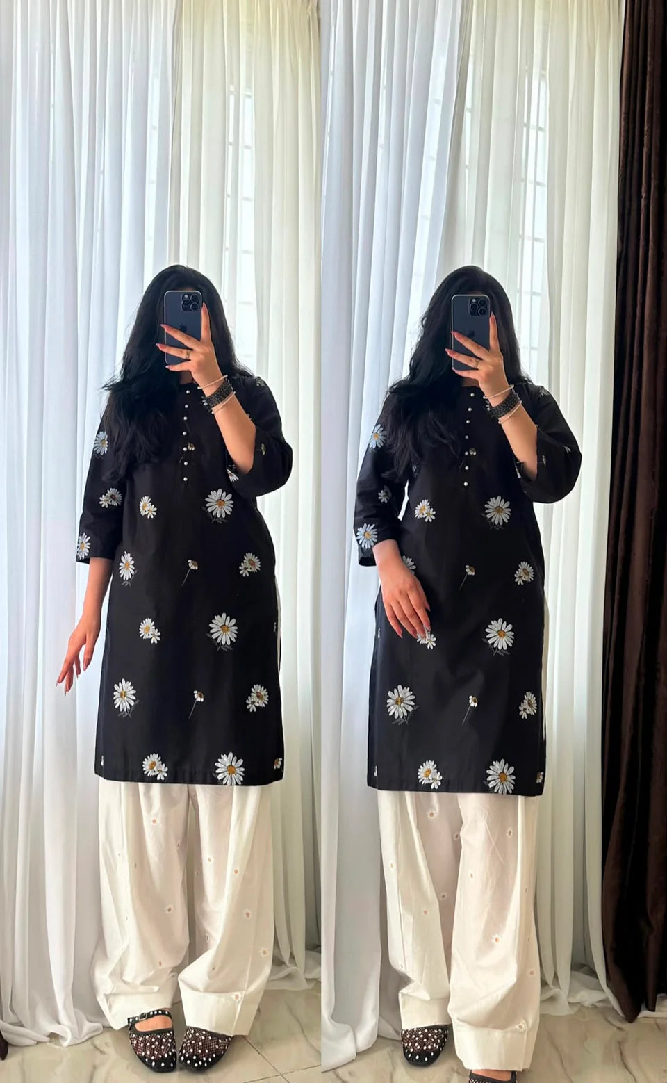 Blush Blossom 2 PC` Black