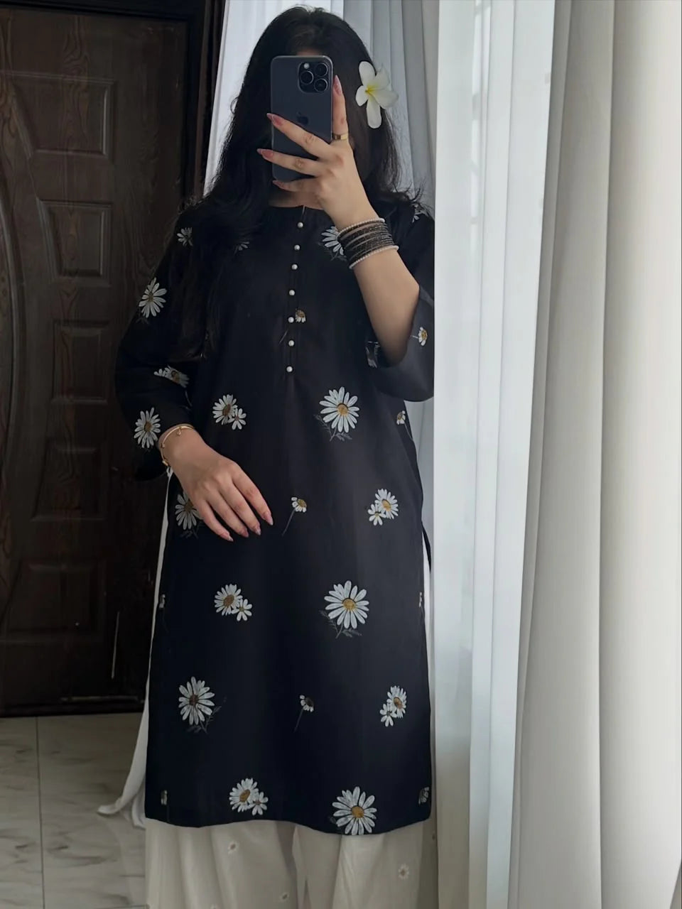 Blush Blossom 2 PC` Black